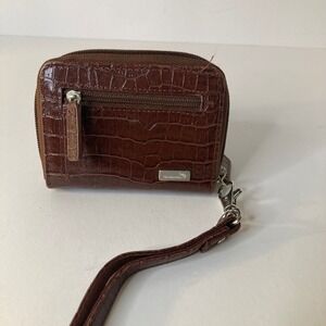 Walletbe Croco Embossed Leather Brown 4" Carrying‎ Handle Wrislet Dimo Gear